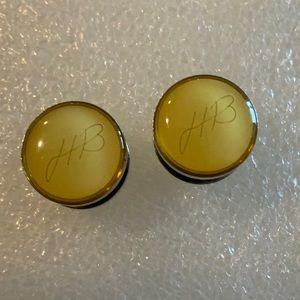 💥 Hugo Boss Yellow Quartz Stainless Steel Cuff Link Studs 1/2 inch